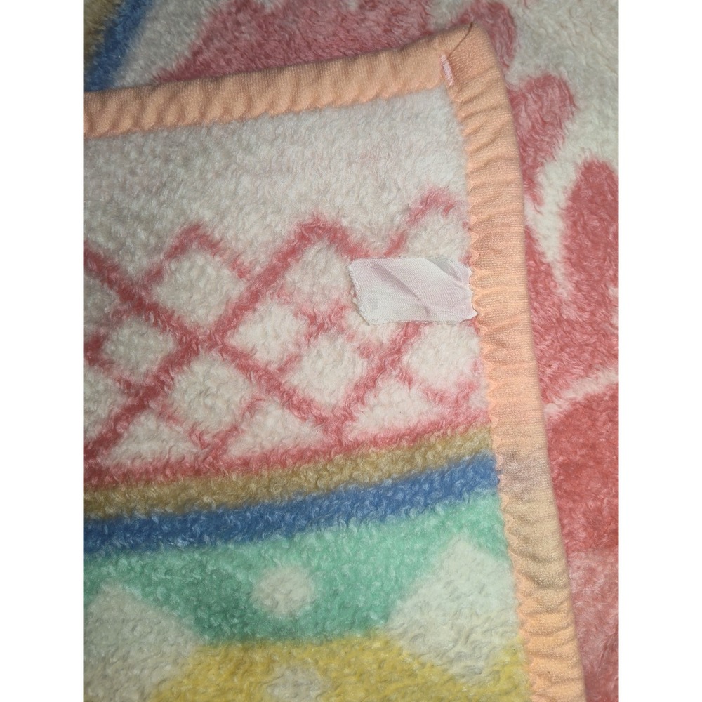 VTG Baby Mink Pink Dragon Dinosaur Soft Acrylic Blanket‎ Mommy Heart Palm Tree - Picture 5 of 5